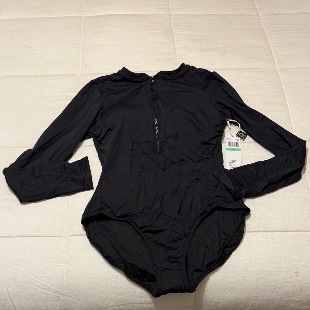 Anne Cole Black Long Sleeve Swimsuit size 8